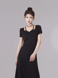OOTDGIRL women's black dress YM1552