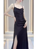 OOTDGIRL Sexy Black Spaghetti Straps Dress  YM1485