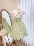 OOTDGIRL Green A-line Mini Dress  YM1500