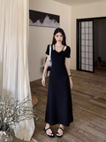 OOTDGIRL Black Short Sleeves Dress  YM1529