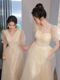 OOTDGIRL Sisters Group Summer Fairy Long Graduation Bridesmaid Dress