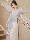 OOTDGIRL Blue Niche Birthday Wedding Dress Princess Evening Dress