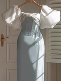 OOTDGIRL Puff Sleeve Dress Contrast Bow Waist Dress YM1557