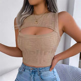 OOTDGIRL  Fashion Hollow Out Tanks American Style Streetwear Party Sexy Crop Tops Casual Female Slim Chic Camis Summer New