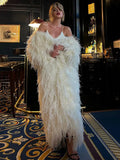OOTDGIRL Fashion Solid Thicken Fur Coat For Women Elegant Long White Fluffy Warm Long Sleeves Coats 2024  Ladies Chic Streetwear
