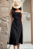 OOTDGIRL Black 2024 New Waist-Tight Temperament Camisole Dress