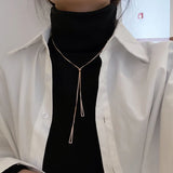 OOTDGIRL Triangle Sweater Chain Female Winter Metal Long Chain Necklace Geometric Adjustable Pull Chains Necklaces For Women Jewelry