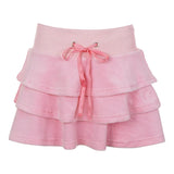 OOTDGIRL  Sweet Girl Barbie Pink Autumn/Winter Warm Velvet Embroidered Hoodie High Waist Slim Cute Cake Skirt Set