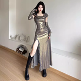 OOTDGIRL Chic Long Dress With Split   YM1522
