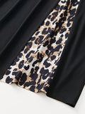 OOTDGIRL 2024 new Midi dresses Leopard Print Button Decorate Dress, Elegant Long Sleeve Dress For Spring & Fall, Women's Clothing