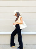 OOTDGIRL 2024 New Elegant Woman Cargo Pocket Low-Rise Jeans in Black - Noxlook