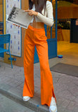 OOTDGIRL 2024 New Elegant Woman Flare-Leg Slit Pants in Orange - Noxlook