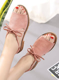 OOTDGIRL Summer beach by the seaside sandals Buckle Roman Shoes Solid Color Low-heeled Sandals