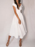 OOTDGIRL 2024 new Midi dresses White v-neck halter dress