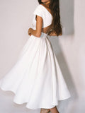 OOTDGIRL 2024 new Midi dresses White v-neck halter dress