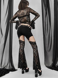 Ootdgirl Halloween Cut Out Patchwork Flare Pants Gothic Women See Through Summer Pants With Lace Fashion Hip Hop High Waist Pant Streetwear