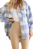 OOTDGIRL 2024 Fashion Woman style outwears Plaid Mohair Button Up Coat