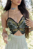 OOTDGIRL 2024 New Woman dress Butterfly Halter Tie-back Crop Top