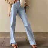 Ootdgirl New high-waist floor-length loose slimming straight wide-leg jeans