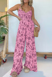 OOTDGIRL 2024 New Woman dress Floral Sleeveless V Neck Wide Leg Jumpsuit