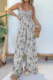 OOTDGIRL 2024 New Woman dress Floral Sleeveless V Neck Wide Leg Jumpsuit