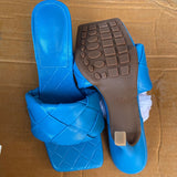 OOTDGIRL 2022 Luxury Design Slides Women High Heels Mules Fetish Summer Sandals Lady Heels Slippers Weave Platform Stripper Blue Shoes