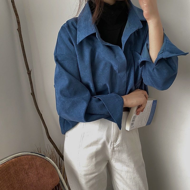 OOTDGIRL Blouse Women Chic Lone Sleeve Fall Elegant Office Lady Tops Fashion Korean Popular Simple All-Match Female Clothing Shirts Ins