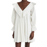 Ootdgirl  White Mini Dress For Women Elegant V-neck Wrist Butterfly Sleeve Designed A-line Party Dress Casual Loose Soft Dress Summer 2022