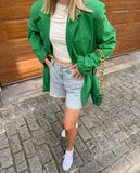 OOTDGIRL Women Fashion Loose Blazer Mujer Double Pockets Single Breasted Chic Suit Jacket Ladies Green Streetwear Outerwear