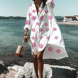 Ootdgirl  Bohemian Print Floral Short Beach Dress Oversize Women Clothes Button Up Shirt Robe Holiday Fashion Vestidos Femme