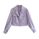 OOTDGIRL Casual Slim Striped Temperament Folds Shirt Female Lapel Long Sleeve Fashion Blouse For Women Autumn Style 2022 New