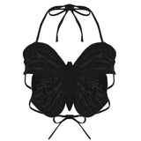 Ootdgirl  Harajuku Butterfly Corset Y2k Summer Cami Top  Backless Crop Top High Street Women Tie Up Spaghetti Strap Top Hot