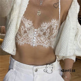 Ootdgirl  Button White Lace Bralette  Backless Crop Tops Women 2022 Sleeveless Summer Cropped Feminino Tops Underwear