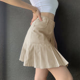 Ootdgirl Pleated High Waisted A-Line Mini Skirts Women Khaki Streetwear Summer Skirt Woman Casulal Solid Skirts Womens 2022 Club