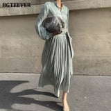 Ootdgirl  Stylish V-Neck Single-Breasted Women Dress Elegant Slim Waist Lace-Up Female Mid-Length A-Line Dress Vestidos 2022