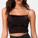 OOTDGIRL 2022 Sexy Backless Bandage Cami Spaghetti Strap Top Summer Goth Sleeveless Cropped Y2K Streetwear Women Black Red Clothes