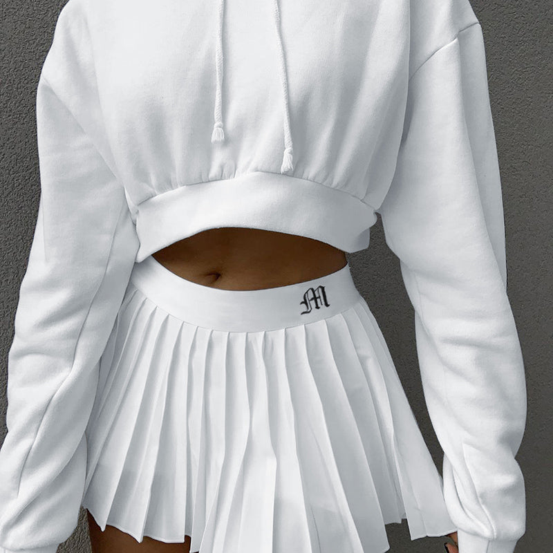 Ootdgirl  Y2k Preppy Pleated Skirt Letter Embroidery High Waist Mini Skirt Woman Fashion Korean White Solid Skirt Femme Faldas