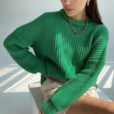 Ootdgirl  Women Solid Thick Knitted Sweater 2022 Autumn Winter Long Sleeve Oversized Sweater Female Casual O-Neck Loose Pullovers Sweater