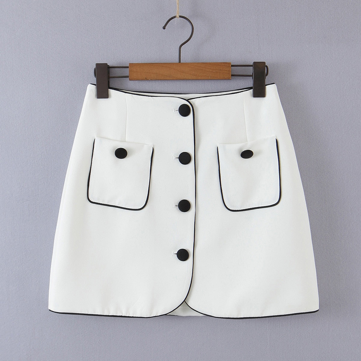 OOTDGIRL Women's Suit Fashion Office Long Sleeve Single-Breasted Pocket Blazers Coat +High Waist Mini Skirt 2 Piece Set Clothing