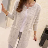Ootdgirl  Winter Warm Cardigan Pockets Fashion Women Solid Color Knitted Sweater Tunic New Crochet Ladies Sweaters Outwear Coat Cardigan