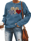 Ootdgirl  Heart Print Sweatshirt Woman Clothes Pullover 2022 Plaid Leopard Top Long Sleeve Slim Sweatshirts Female New Sale