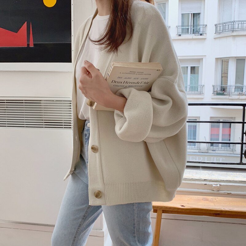 Ootdgirl  Cardigans New 2022 Autumn Winter Women's Sweaters Plus Size V-Neck Buttons Oversize Fashionable Korean Lady Knitwears