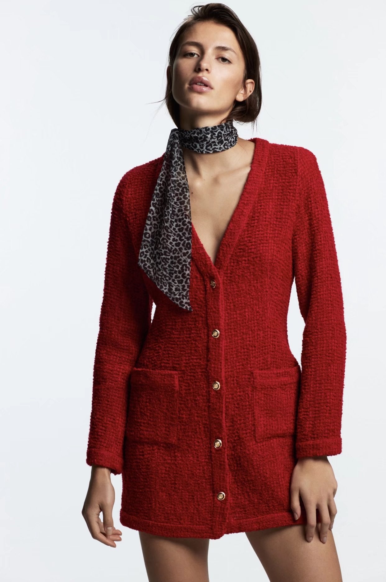 OOTDGIRL Women Fashion Two Pocket Red Blazer Coat Loose Jacket Vintage Long Sleeve Female Outerwear Chic Winter Tops