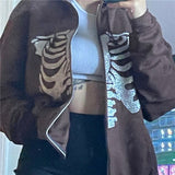OOTDGIRL Y2K Gothic Sweatshirts Oversized Hoodies Women Autumn Zip Up Top Female 90S Vintage E-Harajuku Grunge Clothes 2022 New
