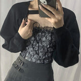OOTDGIRL Sexy Black Lace Patchwork Spaghetti Strap Top E-Girl Slim Fit Crop Camis Backless Tops Y2K Fashion Women Summer Clothing