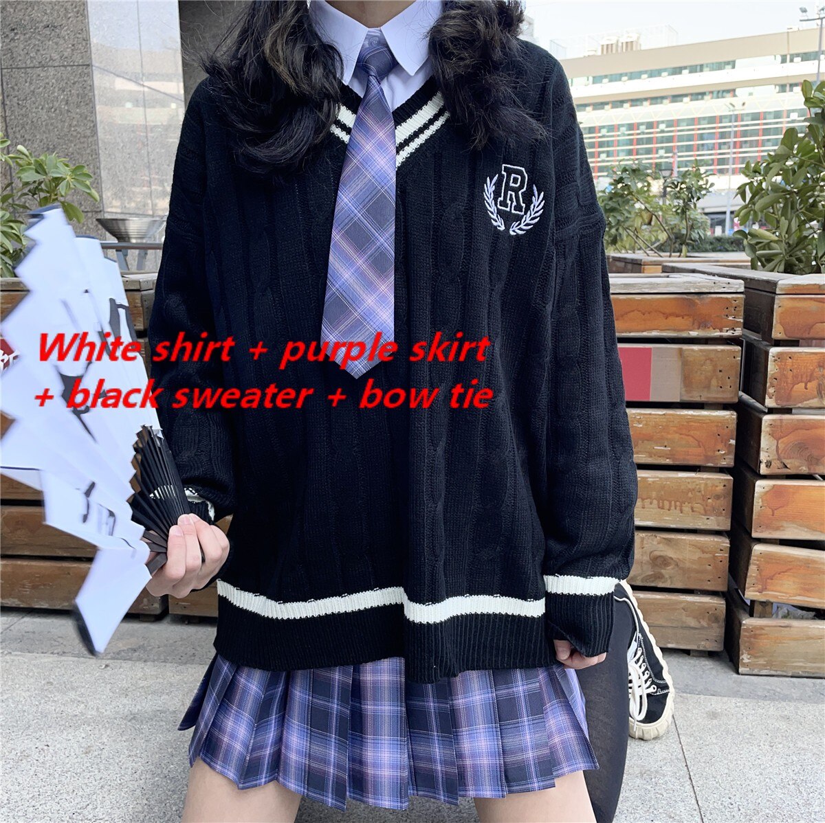 Ootdgirl  2022 New Three-Piece Suit Japanese Winter Kawaii Sweet Knitted Sweater Harajuku Vintage Plaid Skirt Mini Skirt Suits Sets Woman
