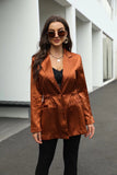 OOTDGIRL Women Solid Blazer Coat Waist Adjust Vintage Notched Collar Pocket 2022 Fashion Female Casual Chic Tops