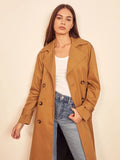 OOTDGIRL New Autumn Women's Clothing Retro Casual Loose Double-Breasted Fashion Overknee Trench Coat