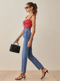 OOTDGIRL Sexy Sweet Polka Dot Camis Top Summer Casual Lace Up Off Shoulder Backless Slim Wide Strap Short Cropped Women Tank Tops