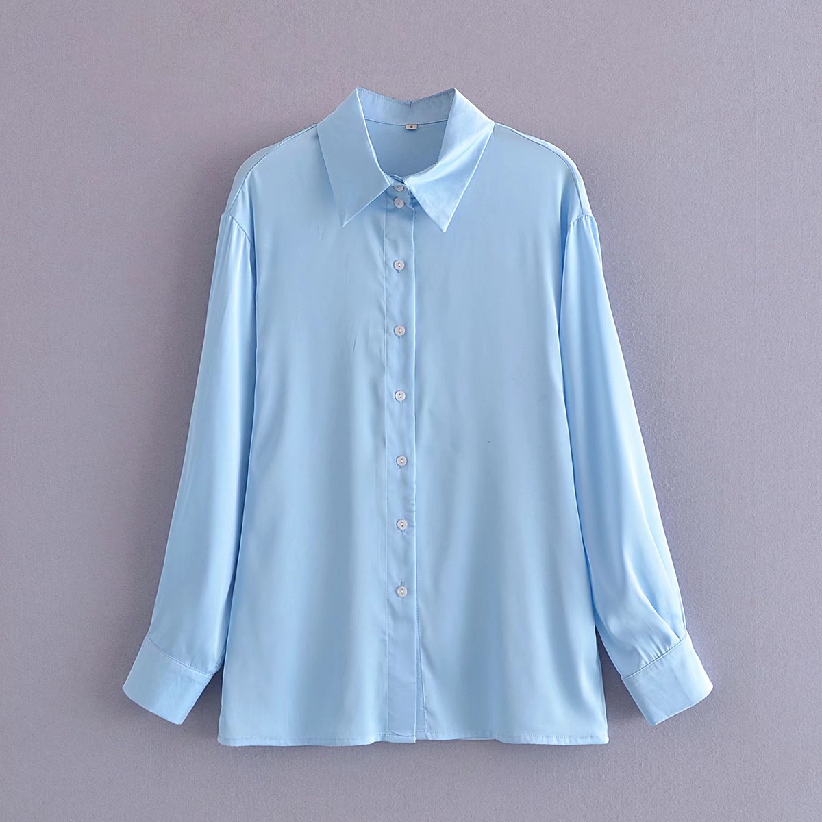 OOTDGIRL Women Fashion Loose Asymmetry Poplin Blouses Vintage Long Sleeve Button-Up Female Shirts Blusas Chic Tops
